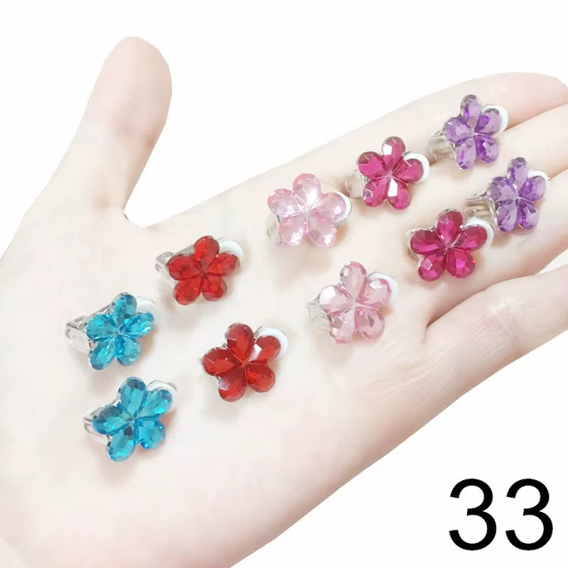 10Pcs/Lot Mixed Styles Lot Lovely Dessert Children Jewelry Baby Girl Earrings Kids Ear Clip on Pierced Alloy Painless Earrings