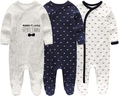 Newborn Baby Boy Girl Organic Cotton Bodysuit Long Sleeve Jumpsuit 3-Pack Outfits Clothes,0-24Months