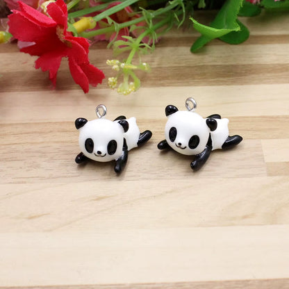 Resin Cute Animal Panda Pendants Charms for Children Jewelry Necklace Earrings DIY Making Accessories 21X17Mm 10Pcs