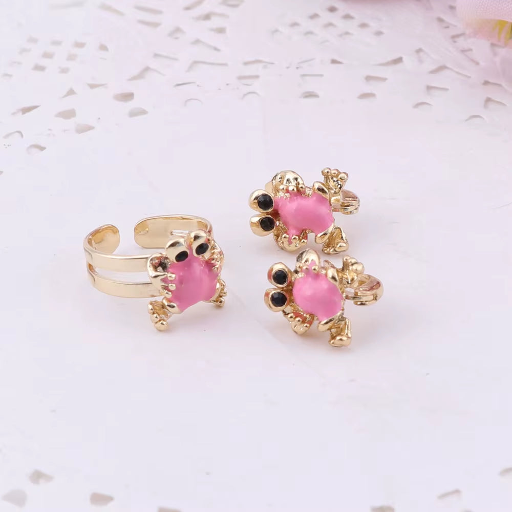 Gold-Color Baby Jewelry Set Gift Children Cute Jewelry Sets Kids Jewellery Ring Earring Bracelet Pendant Necklace