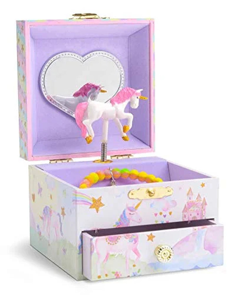 Girl'S Musical Jewelry Box with Spinning Unicorn & Drawer - Glitter Rainbow & Stars Design - Ideal Child'S Jewelry Box - the Unicorn Tune