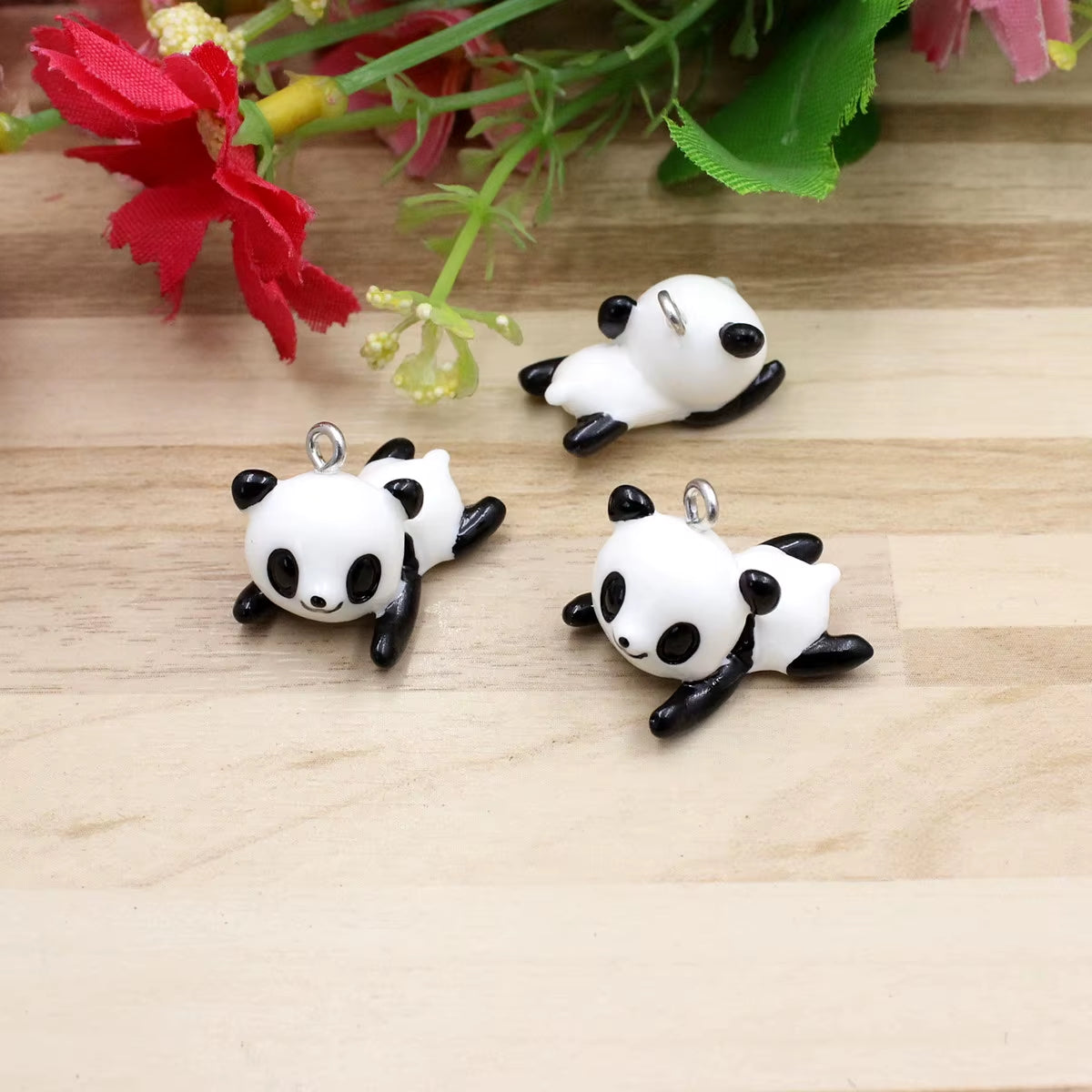 Resin Cute Animal Panda Pendants Charms for Children Jewelry Necklace Earrings DIY Making Accessories 21X17Mm 10Pcs