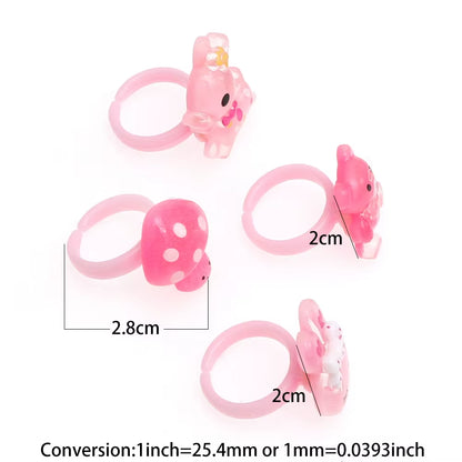 20Pc Love Cute Sweet Kids Rings Design Flower Animal Children Jewelry Fashion Multicolor Ring Girls Gifts Princess Suit Kinds