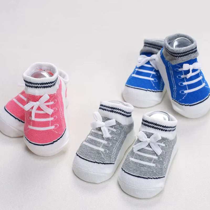 1Pair Baby Socks Anti-Slip Newborn Girls Boys Socks Cotton Children Kids Rubber Grip Socks Shoes Toddler First Walking Bebe Cute