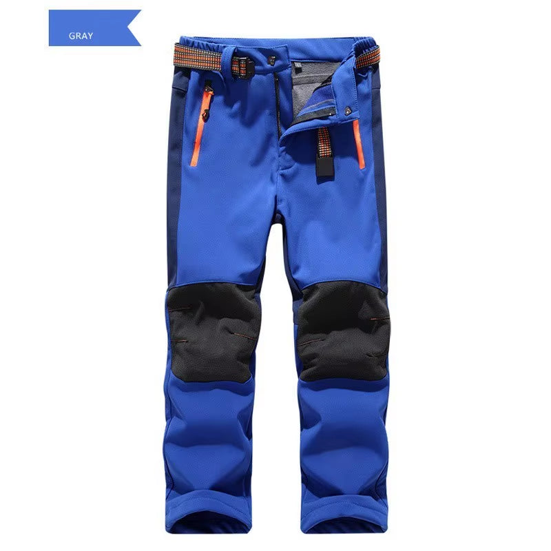 New Spring Windproof Waterproof Children Outdoor Kids Pants Boys Girls Soft Shell Pants Warm Teens Climbing Pants Sweatpants