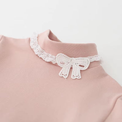 2024 Spring Autumn 3 4 5 6 7 8 10 12 Years Children'S Clothing Princess Bowtie Basic Blouse Kids Baby Girls Long Sleeve T-Shirt