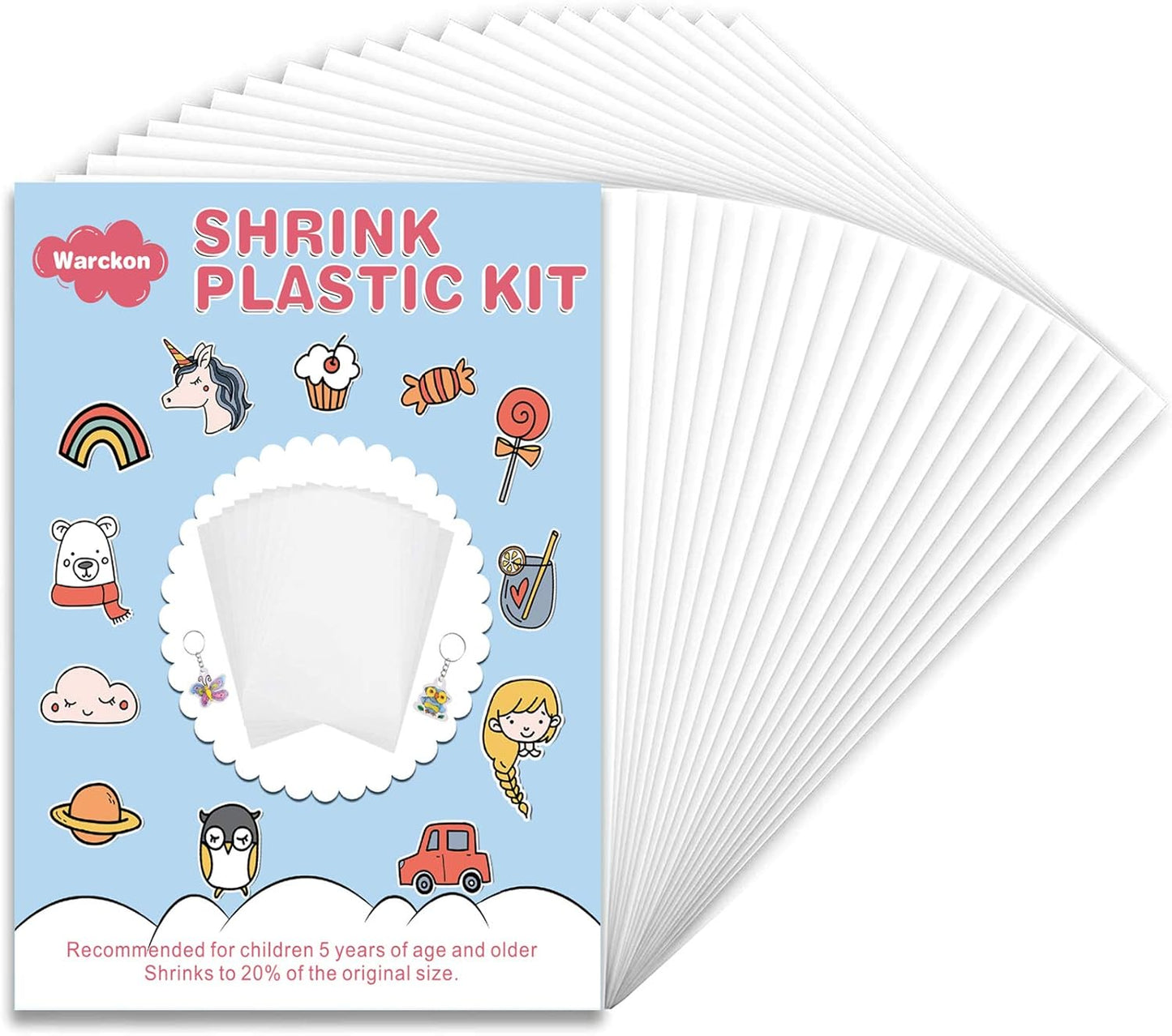 55 Pieces Shrink Plastic Sheets, Shrink Art Paper Shrink Film Sheets Frosted Ruff N' Ready for Kids Creative Craft, Create Your Own Earrings, Necklace, Keychains (7.9 X 5.7 Inch)