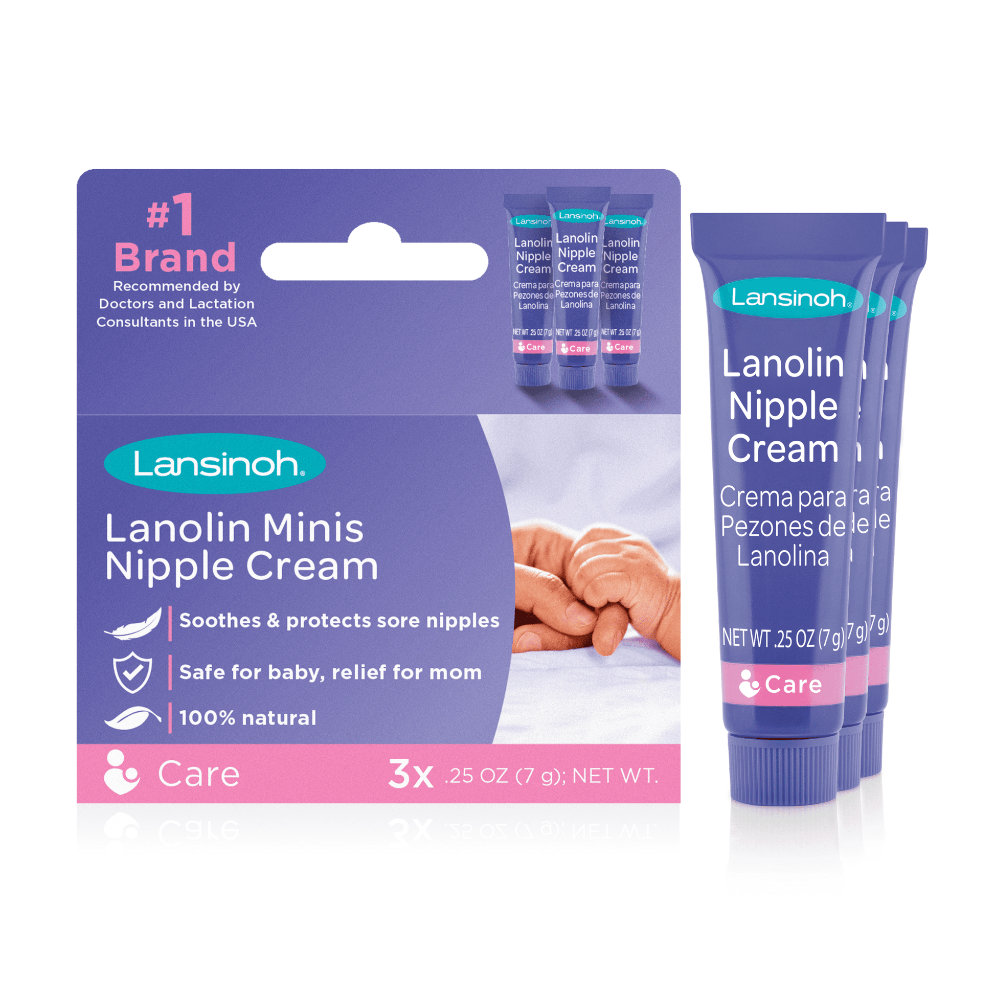 Lanolin Nipple Cream, 3 Mini Tubes, Each 0.25 Ounces