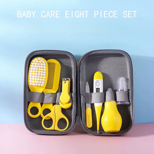 Maternal and Baby Products Children'S and Baby Nail Clippers 8-Piece Set Comb Brush Nasal Aspirator EVA Bag Care Set