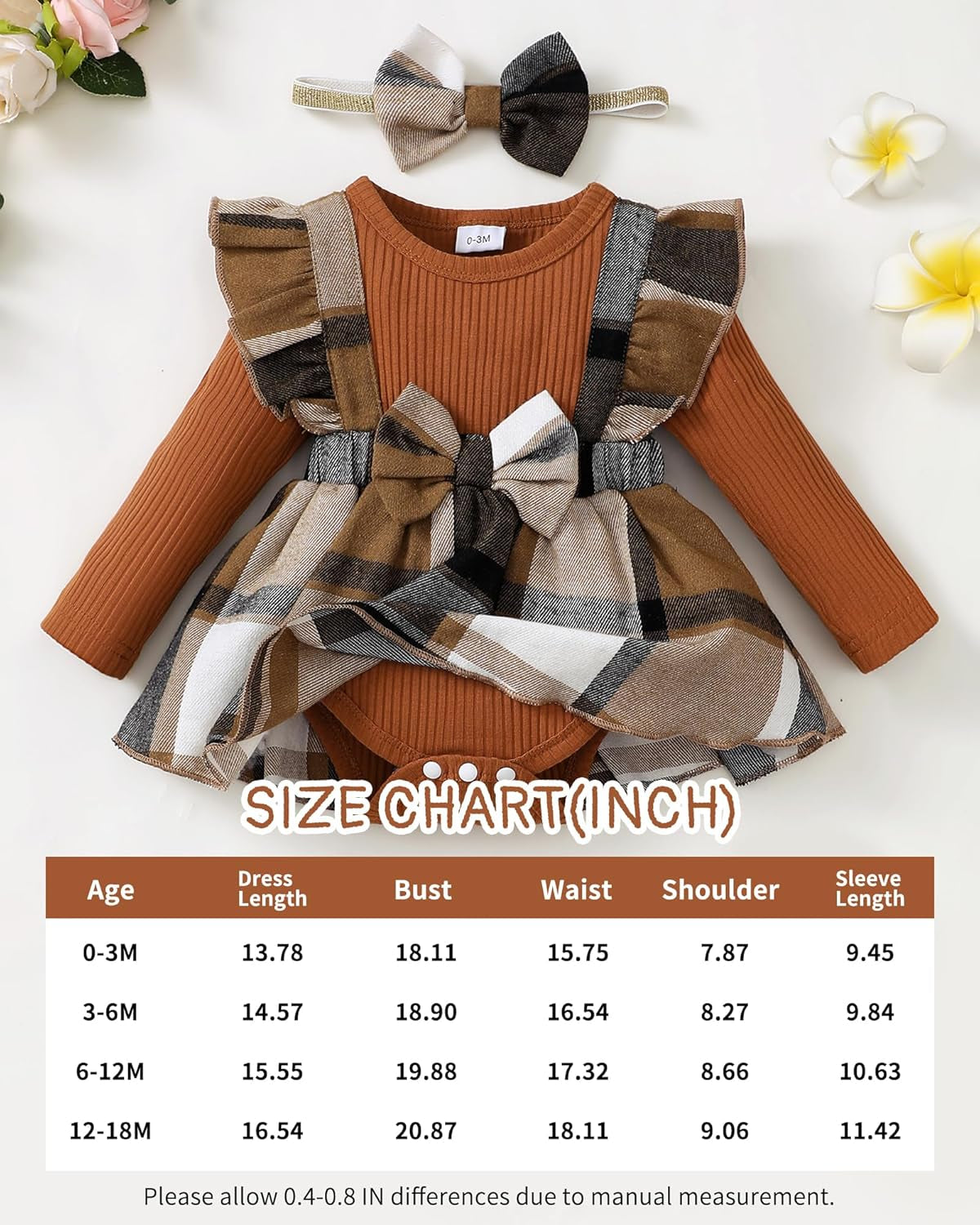 Baby Girl Winter Clothes Toddler Girl Spring Outfit Long Sleeve Ruffle Romper Suspender Skirt Headband Set