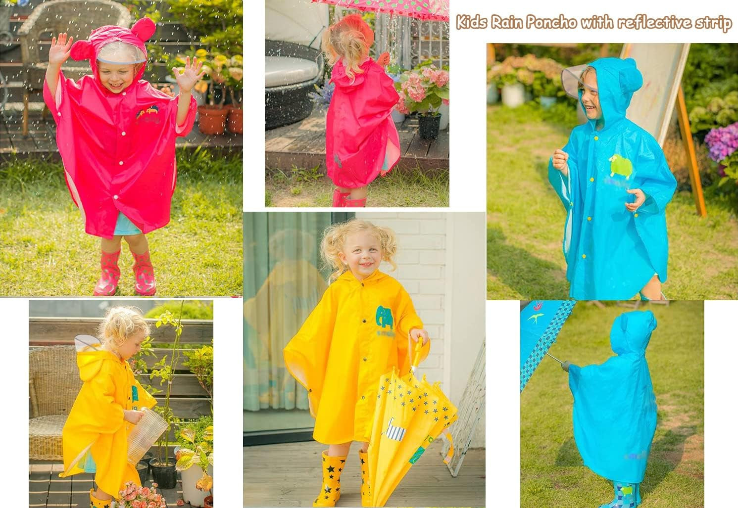 Kids Rain Poncho Cartoon Raincoat Jacket Cute Rain Coat Toddler Boys Girls Rain Cape Light Waterproof Hoodie Outwear