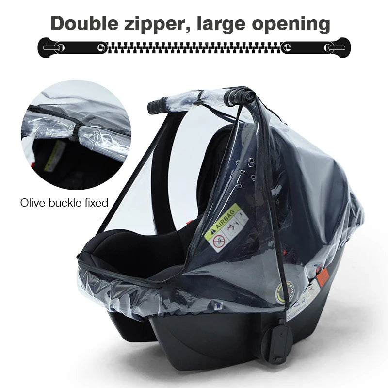 Baby Safety Seat Rain Cover Transparent EVA Baby Out Stroller Baby Carriage Rain Cover Dust Cover Rain Cover