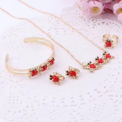 Gold-Color Baby Jewelry Set Gift Children Cute Jewelry Sets Kids Jewellery Ring Earring Bracelet Pendant Necklace