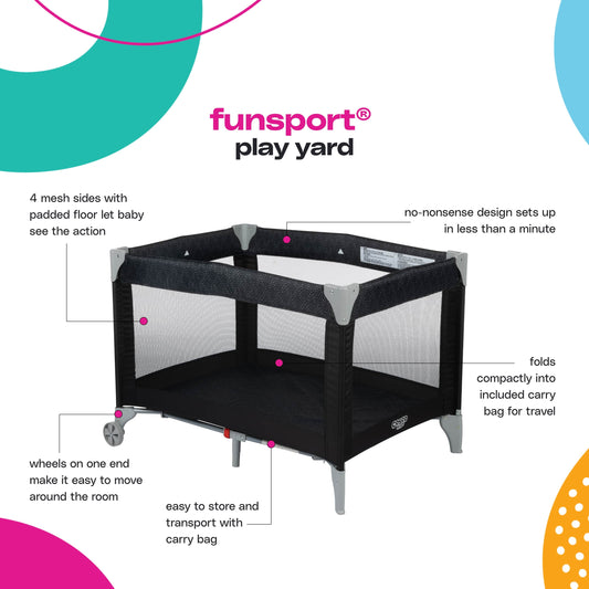 ™ Baby Playpen Funsport Portable Baby Play Yard, Noir Dot