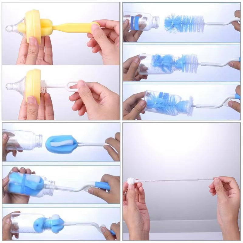 Baby Bottle Brush Baby Bottle Pacifier Cleaner 1 Set 7Pcs Baby Supplies Cleaning Brushes Silicone Cup Brush