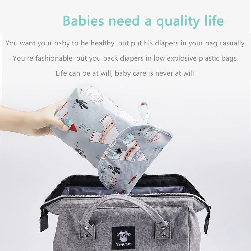 New Waterproof and Reusable Baby Diaper Bag, Baby Handbag, Large Capacity Mommy Diaper Storage Bag Wholesale