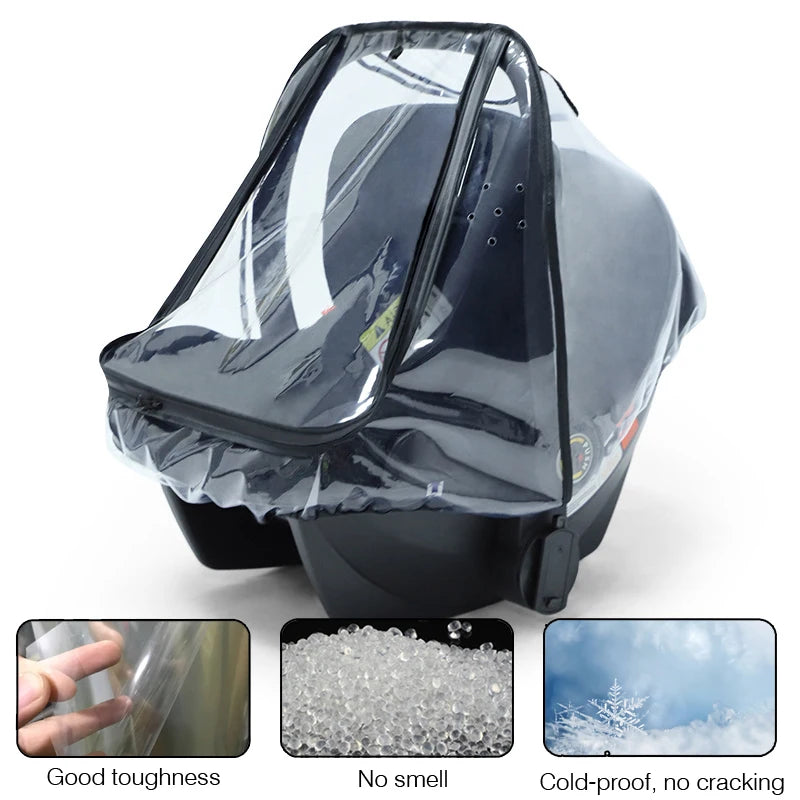 Baby Safety Seat Rain Cover Transparent EVA Baby Out Stroller Baby Carriage Rain Cover Dust Cover Rain Cover