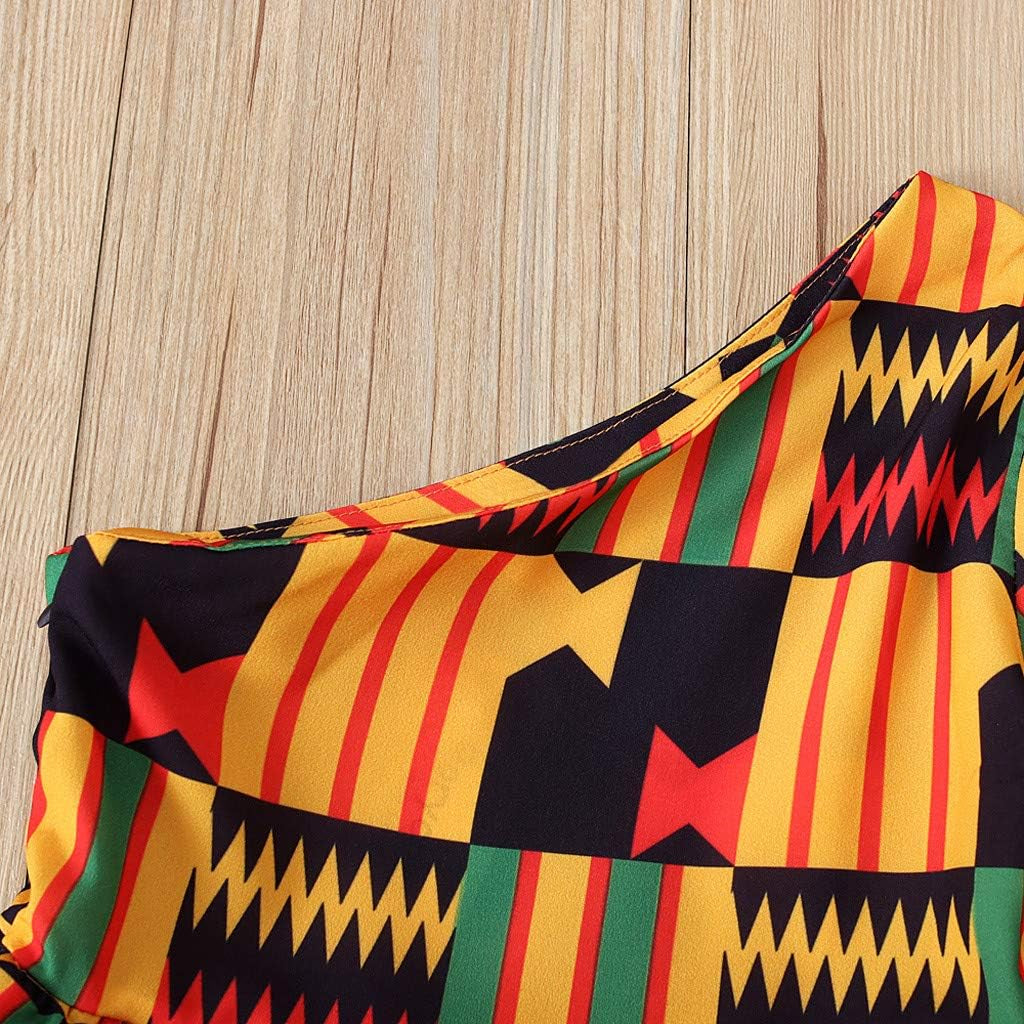 Little Girls Dashiki African Dresses,Toddler Baby Kids Ethnic Style Sloping Shoulder Party Dress Clothes