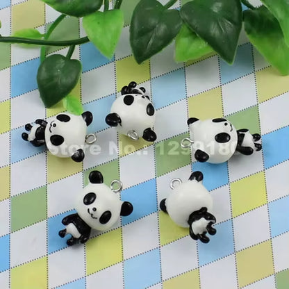 Resin Cute Animal Panda Pendants Charms for Children Jewelry Necklace Earrings DIY Making Accessories 21X17Mm 10Pcs