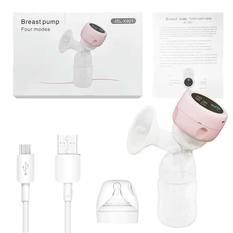 Electric Breast Pump Low Noise Electric Milk Puller Automatic Milker Comfort Breastfeeding Postpartum Care 180ML Milk Bottle