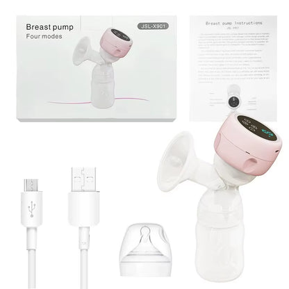 Electric Breast Pump Low Noise Electric Milk Puller Automatic Milker Comfort Breastfeeding Postpartum Care 180ML Milk Bottle