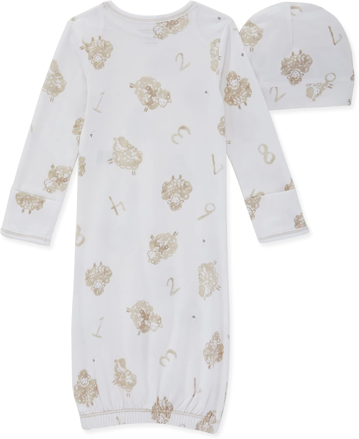 Baby Girls' Sleeper Gown & Hat Set, One Size, 0-6 Months, 100% Organic Cotton