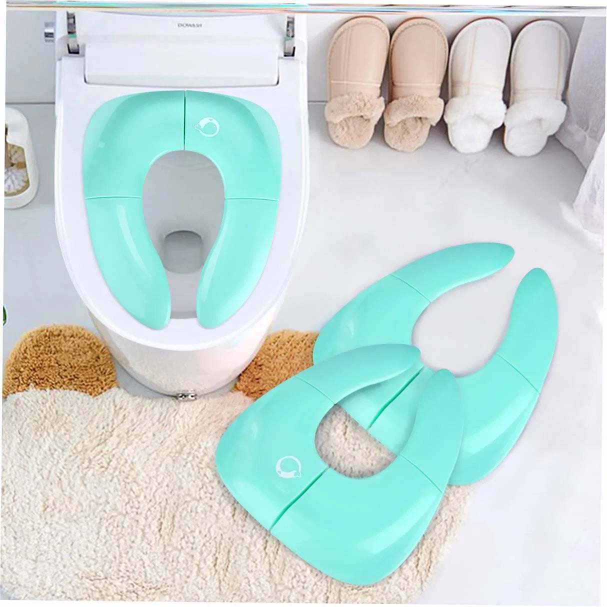 Portable Potty Training Seat for Toddlers Perfect Folding Travel Toddler Toilet Training Seat, 4 Non-Slip Silicone Pads, Fits Most Toilets, Includes Free Travel Bag