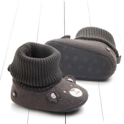 New Arrival Cartoon Autumn Winter Baby Cute Warm Shoes Lovely Babies Boots Soft Bear Walkers Knitted Soft Soles Booties