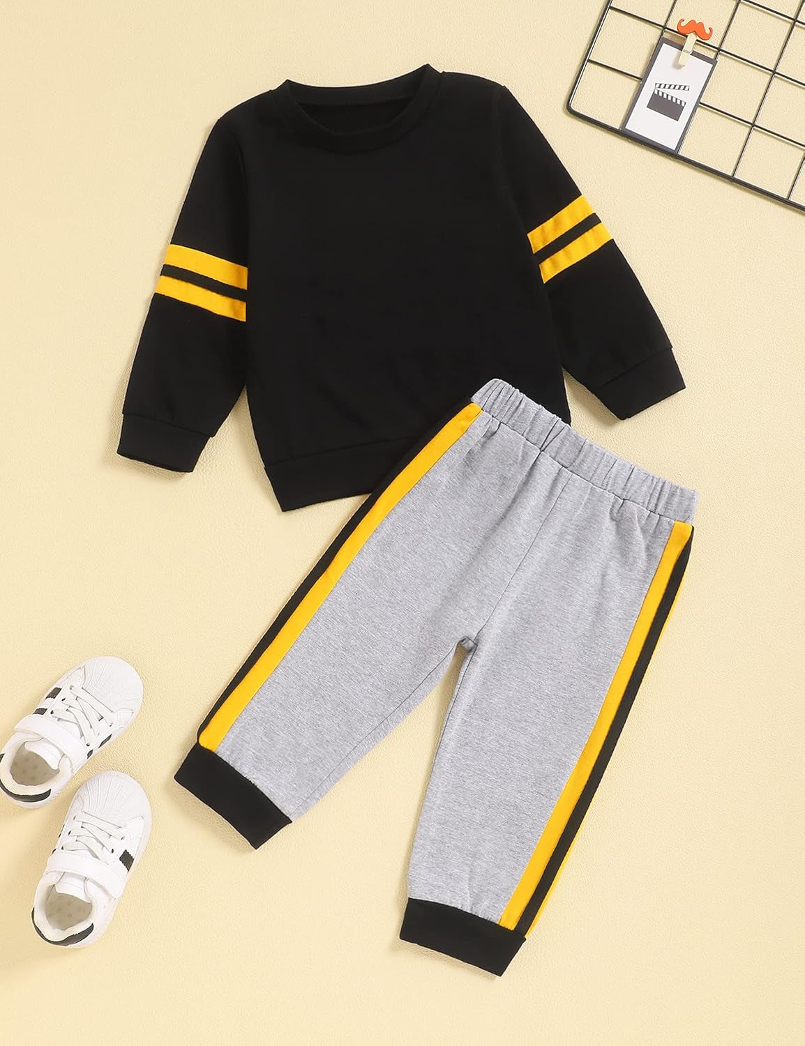 Baby Boy Clothes Stripe Long Sleeve T-Shirt Tops Solid Color Pants Toddler Boy Full Winter Outfits Sets