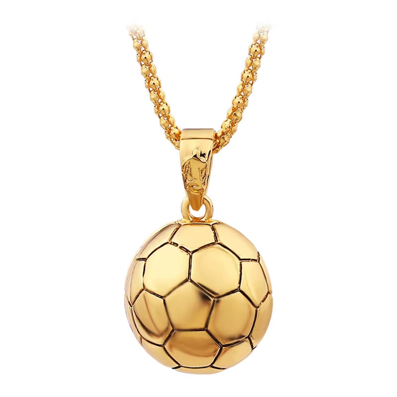 Europe Fiery Soccer Pendant Necklace Sports Football Sphere Jewelry for Fans Team Victorious Prize Mens Boy Children Gifts 60 Cm