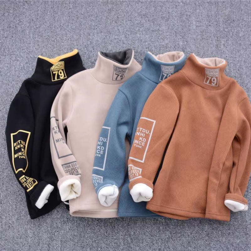 Toddler Boys Girls Sweatshirts Warm Autumn Winter Coat Sweater Baby Long Sleeve Turtleneck Outfits Tracksuit Children Clothes