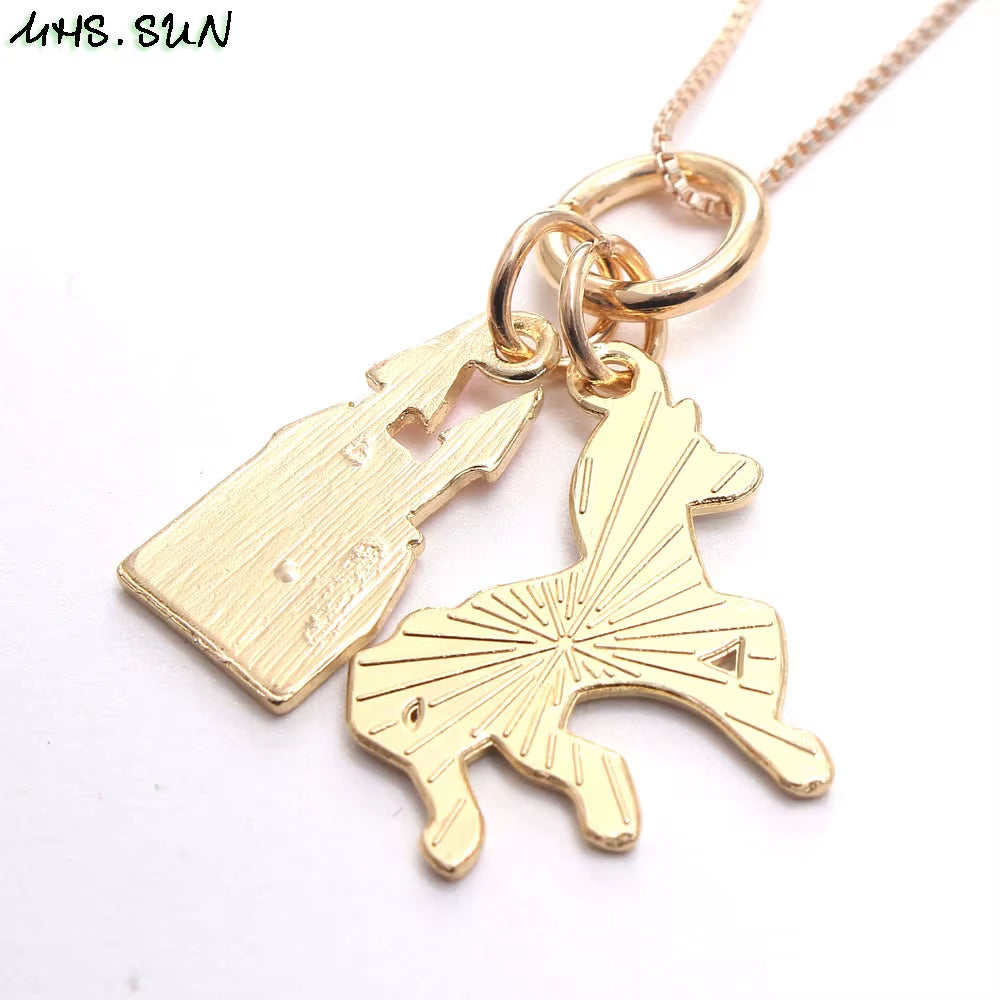 DIY Cute Baby Kids Cartoon Unicorn Pendant Necklace Fashion Girls Charms Chain Necklace Children Jewelry for Party Gift