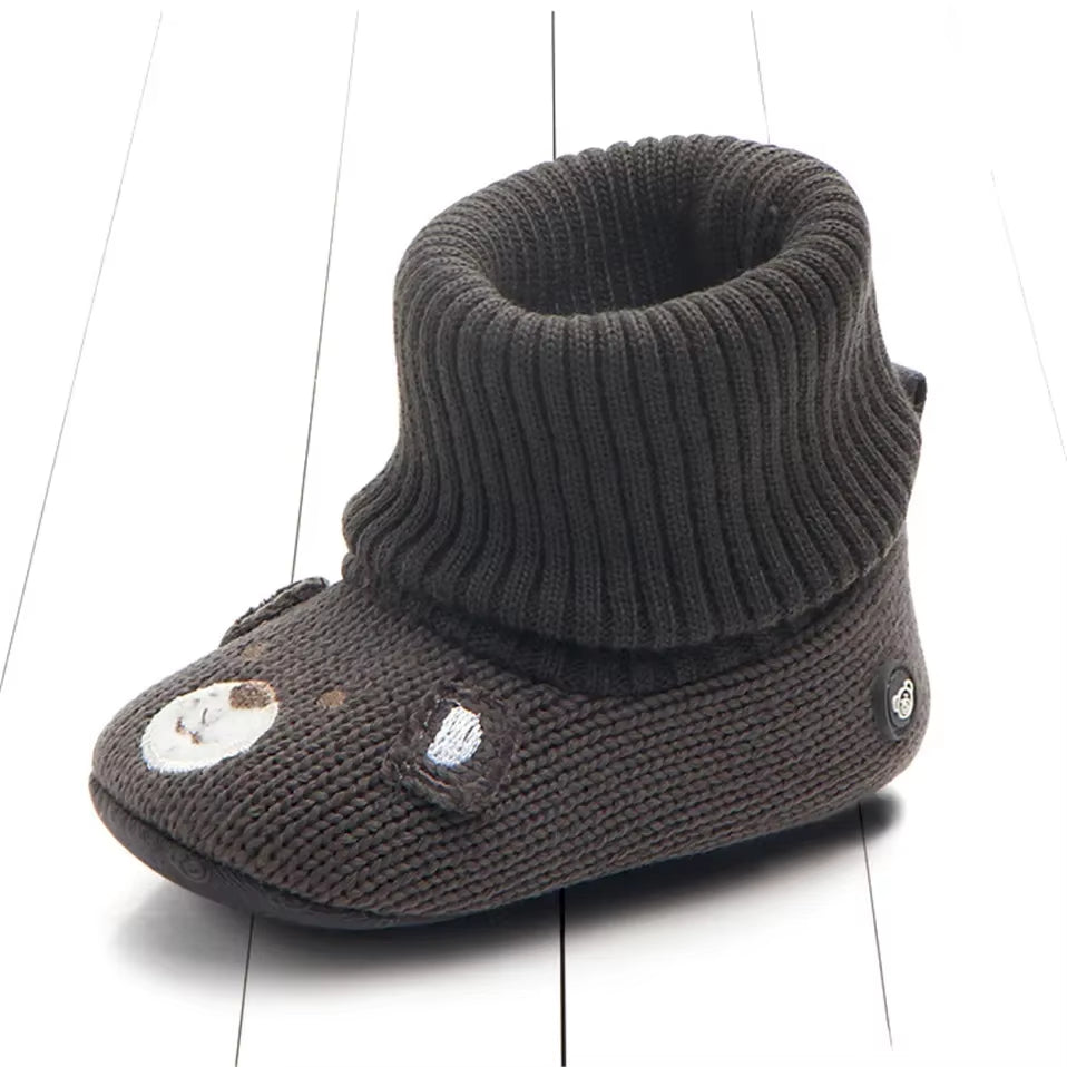 New Arrival Cartoon Autumn Winter Baby Cute Warm Shoes Lovely Babies Boots Soft Bear Walkers Knitted Soft Soles Booties