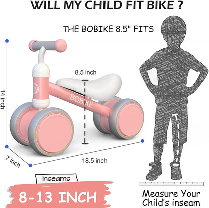 Baby Balance Bike Toys for 10-24 Months Kids Toy Boy and Girls Gifts Toddler Best First Birthday Gift Children Walker No Pedal Infant 4 Wheels Bicycle (Classic, Pink)