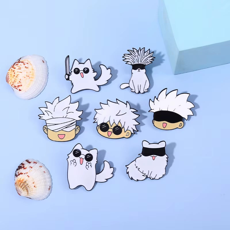 Jujutsu Kaisen Enamel Pins Cartoon Anime Brooches Cute Animals Cat Custom Metal Lapel Clothes Backpack Children Jewelry Gifts