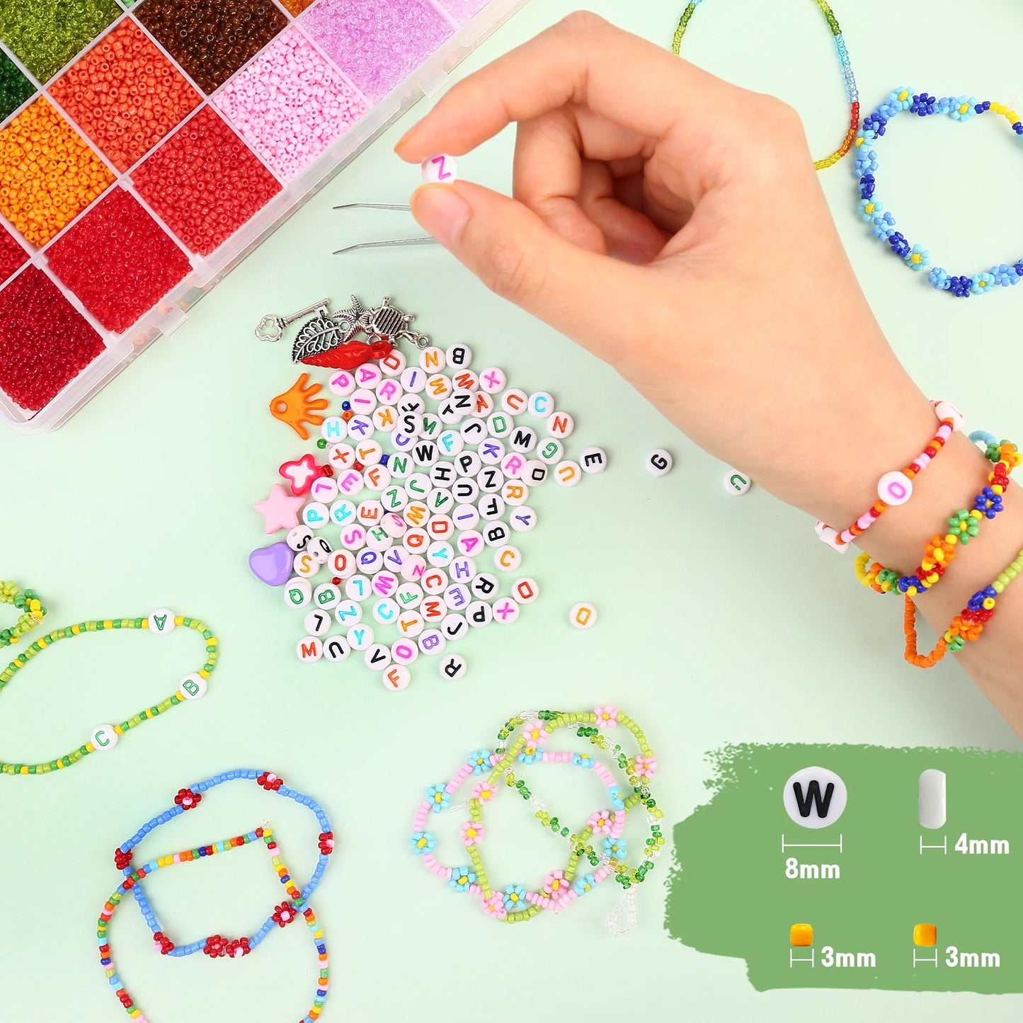 2Mm Glass Seed Beads Bracelet Jewelry Making Kit for Kids, 40000 Ct, DIY Craft Girls Gifts