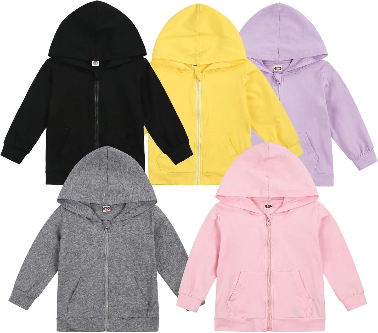 Baby Zip up Hoodie, Unisex Inflant Toddler Long Sleeve Sweatshirts Lightweight Jacket Hooded Coats Fall Winter Outfits