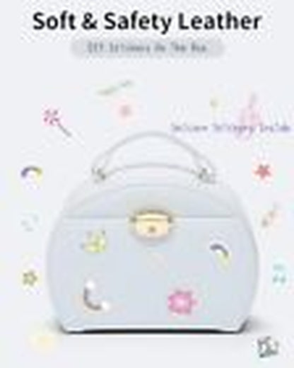 Kids Musical Jewelry Box for Girls with Drawer, Music Box with Light Blue