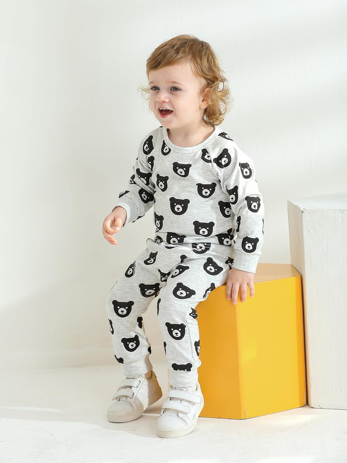 Toddler Baby Boy Clothes Infant Long Sleeve Bear Print Tops + Pants Sweatsuit Outfits