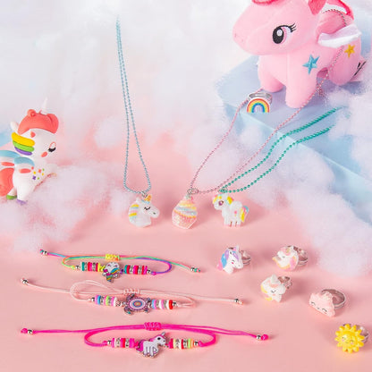 Kids Jewelry for Little Girls, Unicorn Play Necklaces Rings Bracelets Set for To