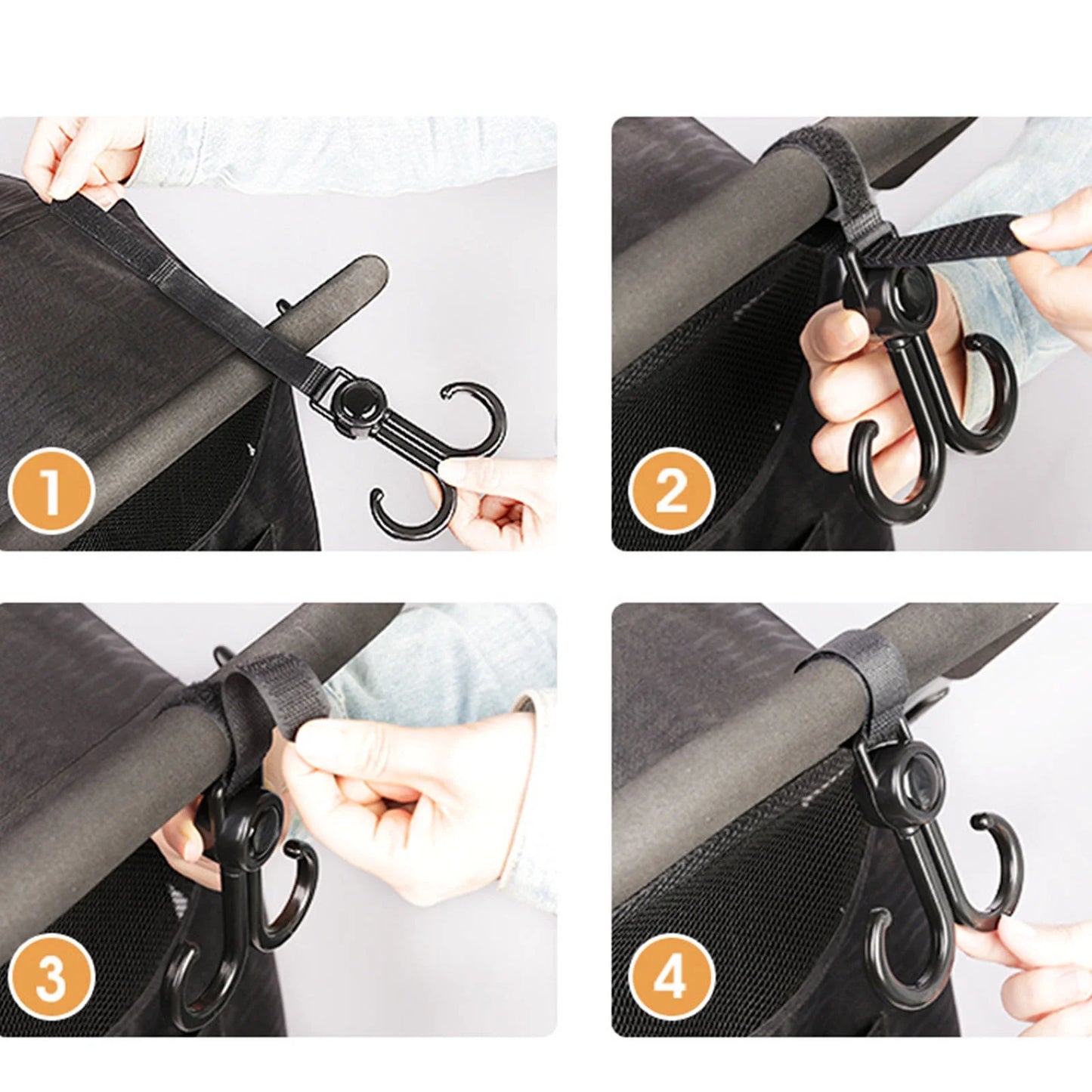 Baby Stroller Double Hook Hanger 2 Pcs Adjustable Storage Hook Clip for Outdoor Traveling Hanging Shopping Dressing and Diaper Bag