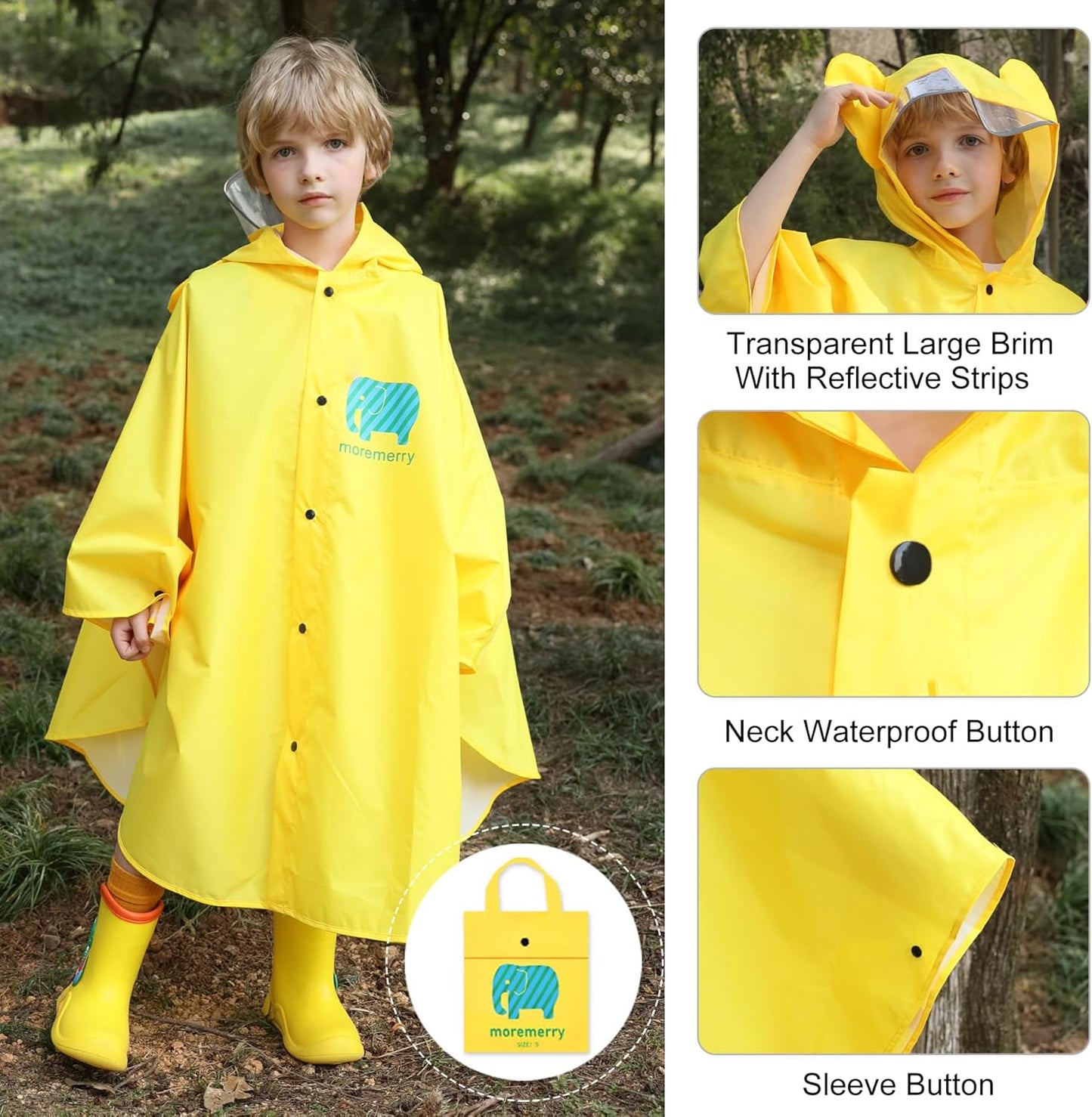 Kids Rain Poncho Cartoon Raincoat Jacket Cute Rain Coat Toddler Boys Girls Rain Cape Light Waterproof Hoodie Outwear