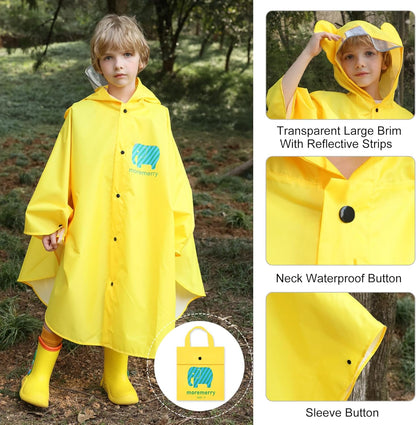 Kids Rain Poncho Cartoon Raincoat Jacket Cute Rain Coat Toddler Boys Girls Rain Cape Light Waterproof Hoodie Outwear