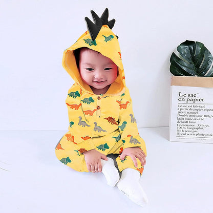 Newborn Jumpsuit Clothes Infant Baby Boy Girl 3D Dinosaur Hooded Romper Outfits 0-24 Months