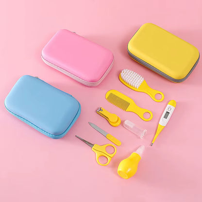 Maternal and Baby Products Children'S and Baby Nail Clippers 8-Piece Set Comb Brush Nasal Aspirator EVA Bag Care Set