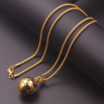 Europe Fiery Soccer Pendant Necklace Sports Football Sphere Jewelry for Fans Team Victorious Prize Mens Boy Children Gifts 60 Cm