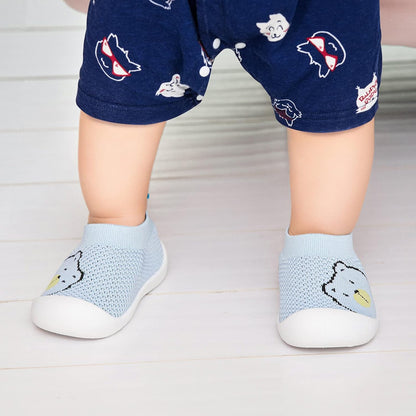 Baby Toddler First Walking Non-Skid Shoes Infant Boys Girls Soft Sole Fashion Breathable Knitted Mesh Socks Shoes Slip-On Slippers