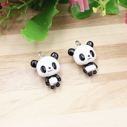 Resin Cute Animal Panda Pendants Charms for Children Jewelry Necklace Earrings DIY Making Accessories 21X17Mm 10Pcs