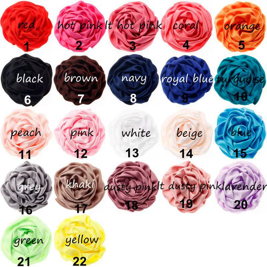 10Pcs/Lot 7Cm 22 Colors Satin Rolled Rose Flowers for Diy Hair Clips Headband Children Girls Decor Hair Accessories